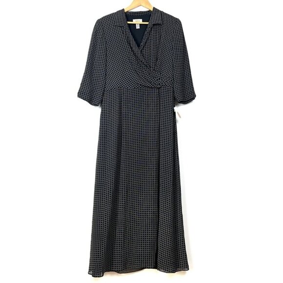 NWT Vintage Talbots Dress Black Faux Wrap Pleated Dress Sz 10 Career Office Wear - Picture 1 of 11